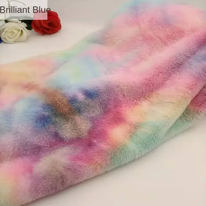 Plush Fabric By The Meter for Costume Decorative Coats Diy Vest Sewing Tie-dye Cloth Soft Fur Thickened Winter Encrypted Textile
