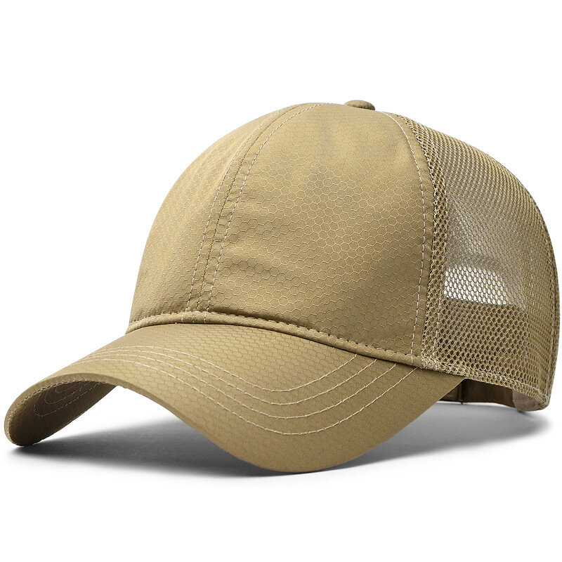 หมวกเบสบอลตาข่ายสำหรับผู้ชายหัวโตแห้งเร็วหมวกคนขับรถบรรทุกขนาดใหญ่ปรับได้สำหรับฤดูใบไม้ผลิฤดูร้อน
