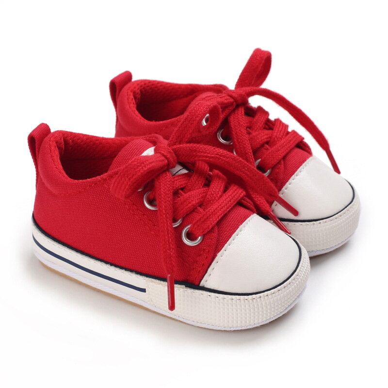 Zapatillas de deporte de lona para bebé, zapatos de baloncesto con suela de goma antideslizante, cómodos y suaves, Unisex, de 0 a 18 meses