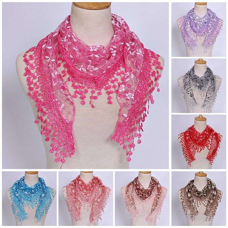 Creative Triangle Wrap Lady Shawl Flower Lace Scarf Female Baby Tassel Shawls Scarves Spring Summer Photo Props Accessories