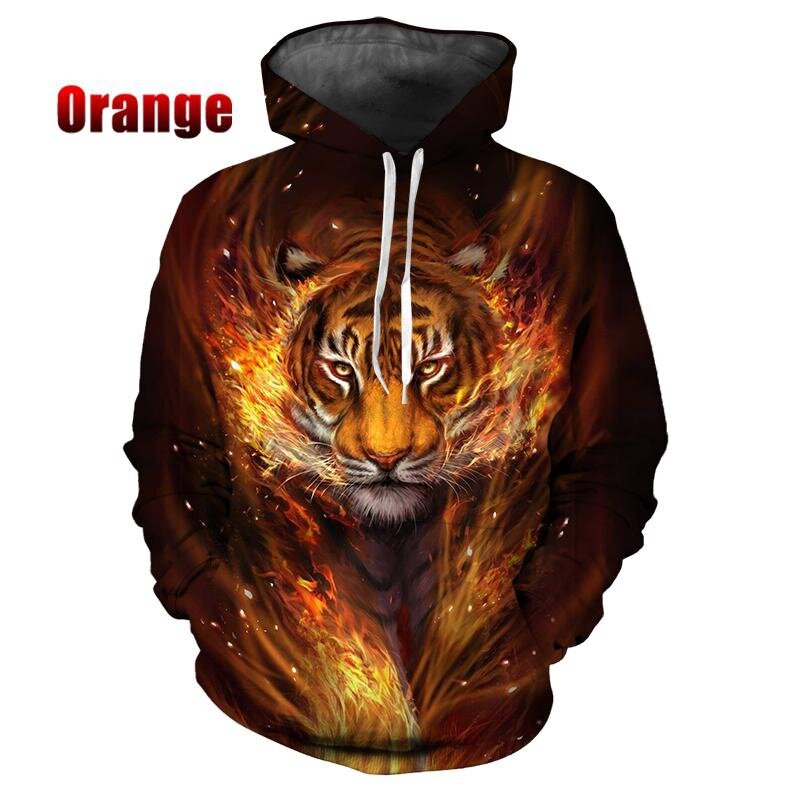 New Fashion 3D Animal Hoodies Tiger Printing Long Sleeve Pullover Funny Hip Hop Couple Sweatshirts