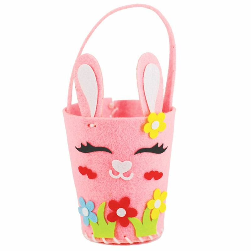 Telur Paskah DIY keranjang bunga Paskah kelinci dihiasi dicat tas kulit telur Dekorasi Rumah kain tidak ditenun