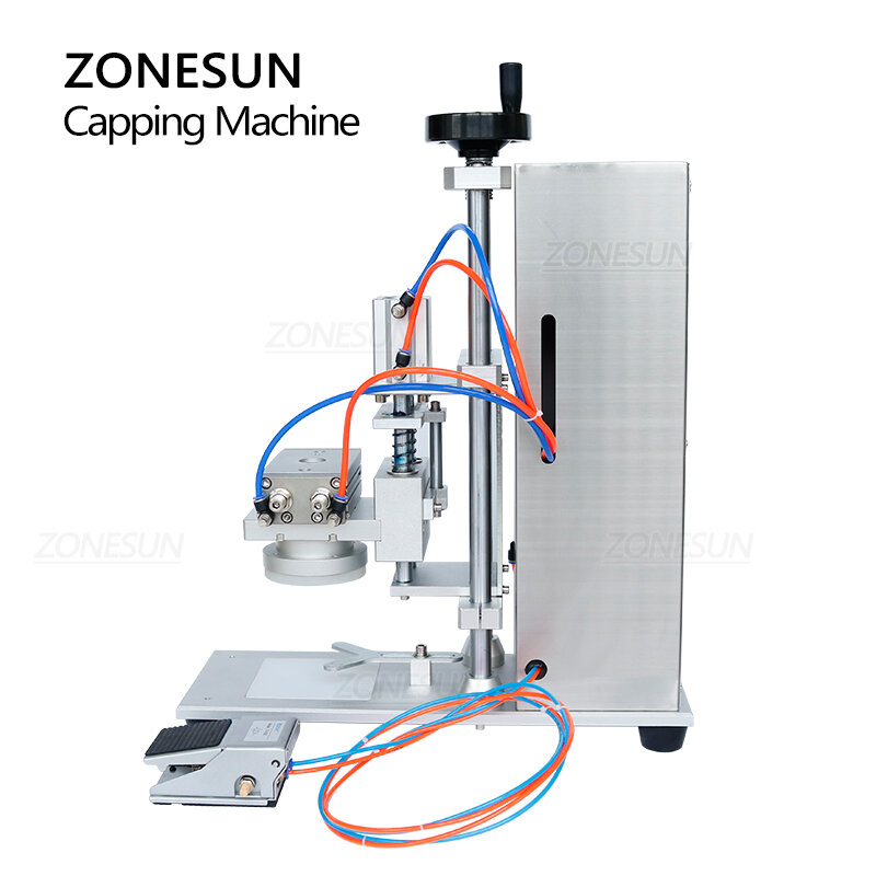 ZONESUN-máquina de tapado neumática semiautomática, equipo de torsión de botellas, tarro de escritorio, salsa de vidrio, ZS-XG450D de miel