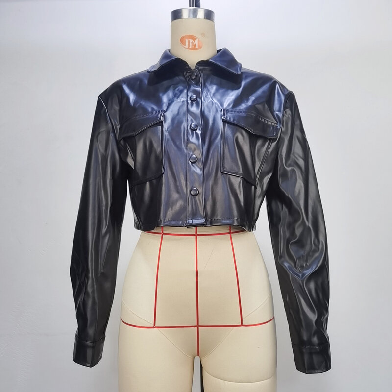 Jaket kulit PU wanita AliExpress, mantel kulit pu gaya desinger Eropa baru 2024, mantel kulit putih ins hitam