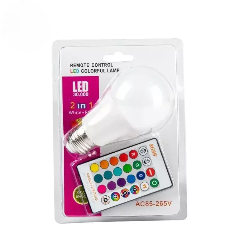 Lâmpada LED inteligente, E27, LED, AC 85-265V, 3W5, 10, 15W, controle remoto IR, RGBW, decoração de casa