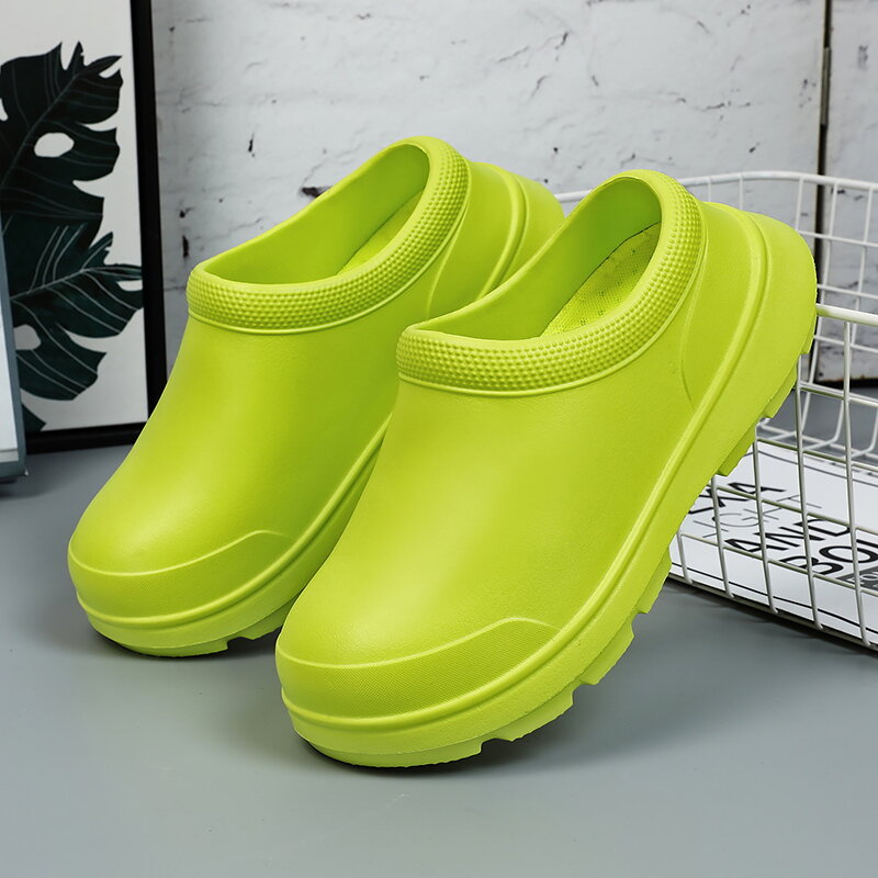 Kitchen Non Slip Chef Shoes for Men 2024 Waterproof Oil Resistant and Non Slip Work Shoes for Women Without Heels Half Slippers