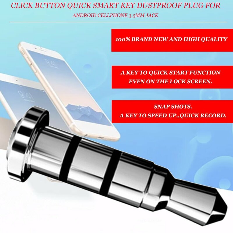 Botão Smart Phone Dustproof Plug para Smartphone Android, fone de ouvido, 3.5mm, Novo