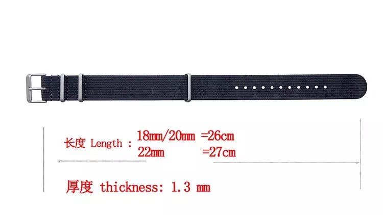 Universal militar nylon relógio cinta, 18mm, 20mm, 22mm, listrado, substituição, acessórios