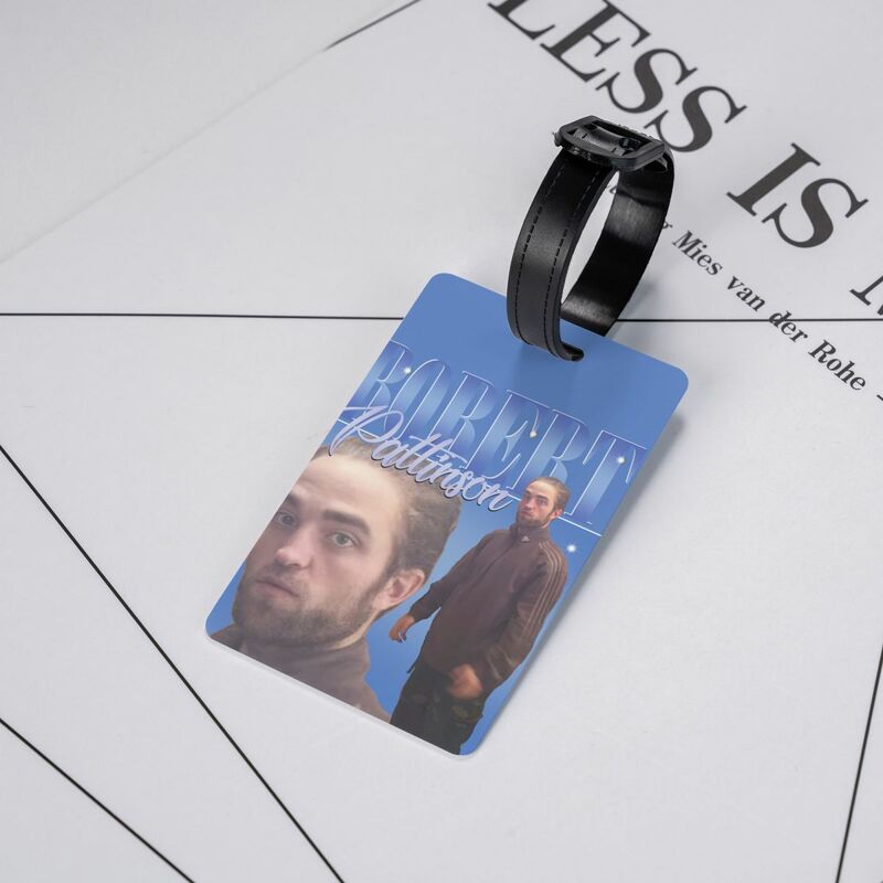 Custom lucu Robert Pattinson berdiri Meme Tag perlindungan privasi Rob bagasi Tag label tas perjalanan koper