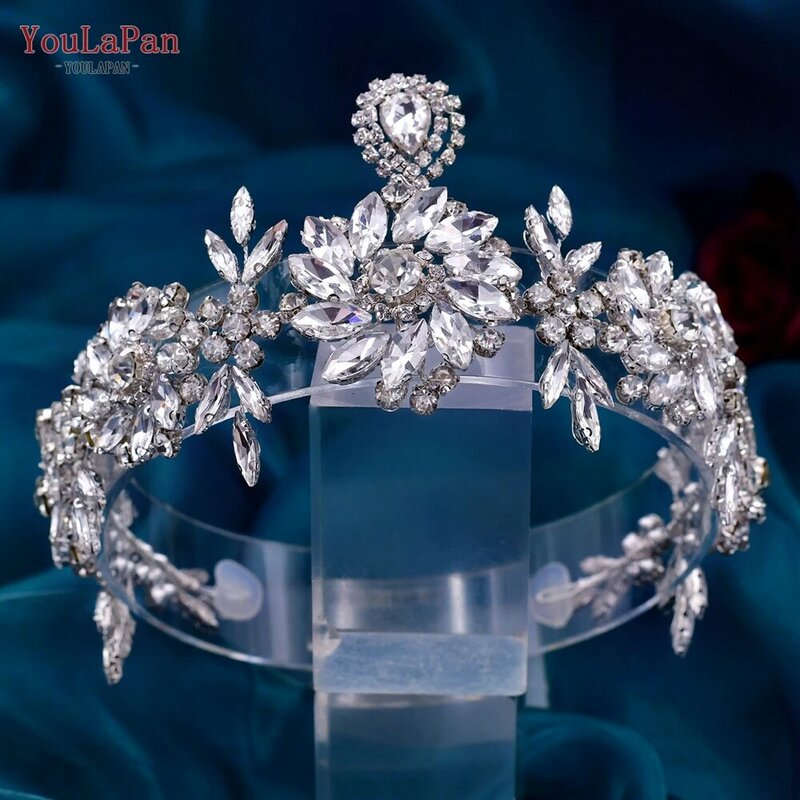 TOPQUEEN-Diadema nupcial Bohemia para mujer, corona de diamantes de imitación para la frente, accesorios para el cabello de boda, tocados de cristal Vintage, HP440
