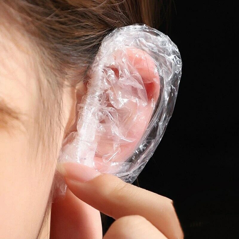 100PCS/50pair Disposable Waterproof Ear Cover Hairdressing Earmuffs Elastic Ear Sleeve Bath Shower Dying Hair Ear Protector