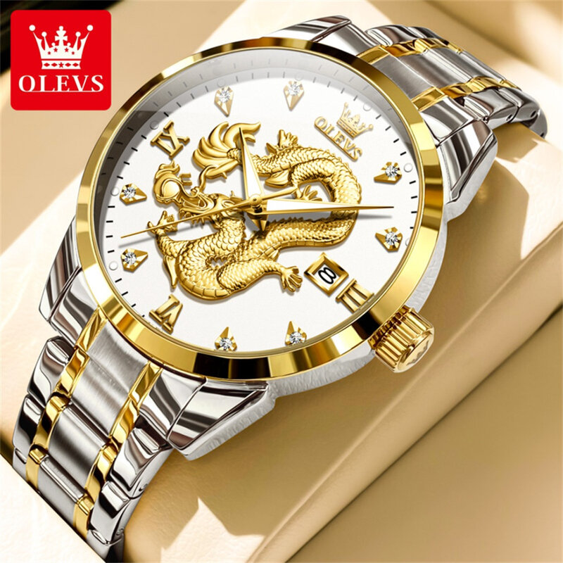 OLEVS 3619 Quartz Fashion Watch Gift Stainless Steel Watchband Round-dial Calendar