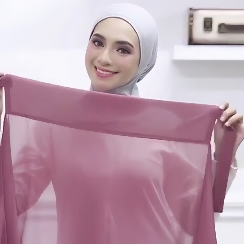 Новый шифоновый хиджаб из пузырчатой ткани, легкая в использовании, однотонные летние простые обертки, Женский качественный головной платок