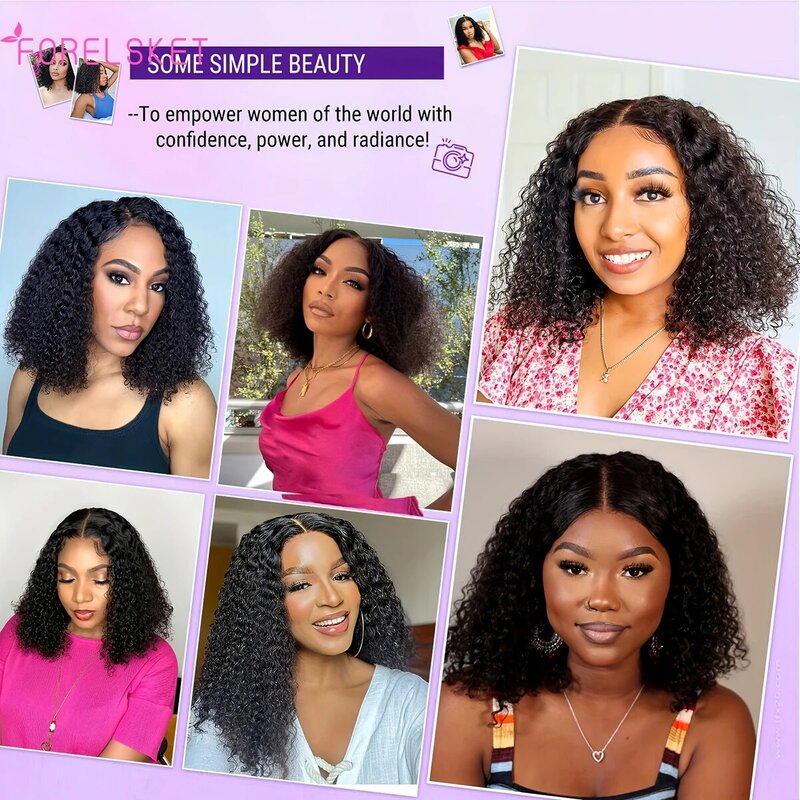 Glueless Bob Wig Water Wave Bob Wigs Human Hair Curly Wave 4*4 HD Lace Front Wig Human Hair Pre Plucked With Baby Hair FORELSKET