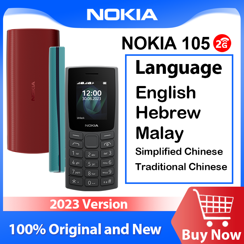 Оригинальный телефон Nokia 105 2G 2023 Versin с двумя SIM-картами, экран 1,8 дюйма, FM-радио, фонарик, игры, 1000 мАч, сверхдлительное время ожидания