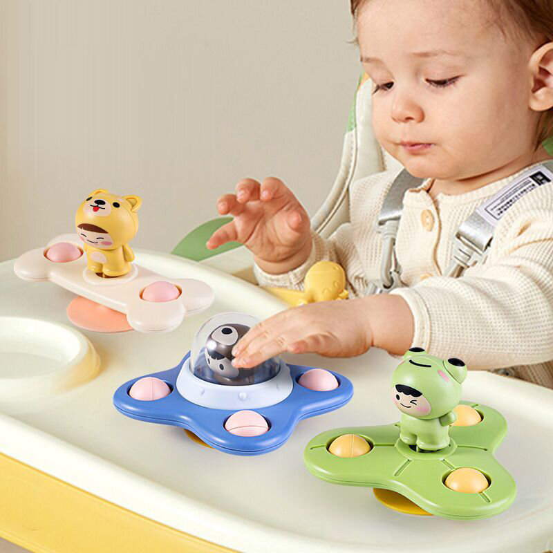 Hand Fidget Spinner para meninos e meninas, Brinquedos de chocalho rotativo, Jogos de chocalho rotativo, Ventosa, Brinquedos Sensoriais para Bebê, 1 ano, 2 anos, 3 anos
