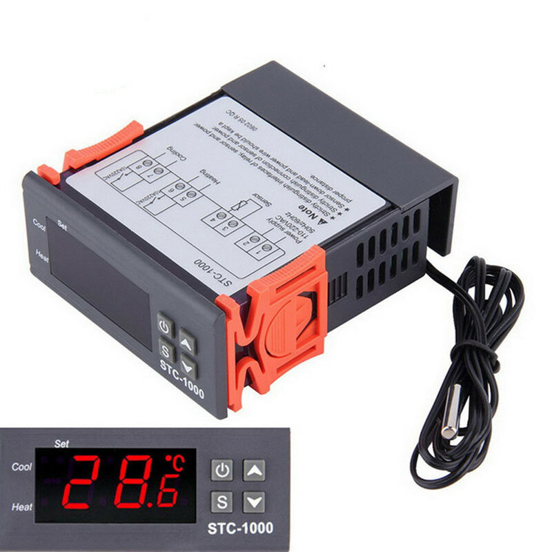 STC-1000 STC 1000 LED Digital, termostat untuk inkubator pengontrol suhu Universal termoregulator pendingin pemanas Relay