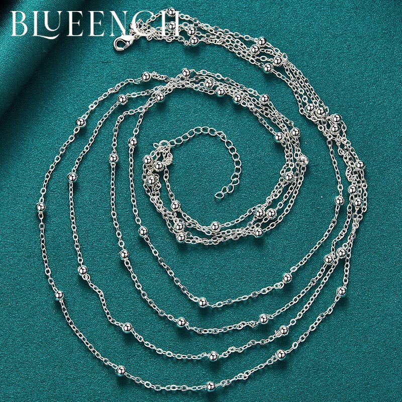 Blueench 925 prata esterlina multi corrente fina bola brilhante colar para festa de aniversário feminino moda jóias