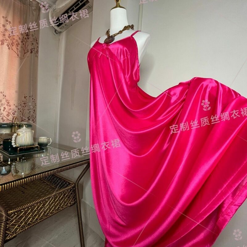 Глянцевое шелковое Сексуальное Женское атласное свободное платье макси без рукавов, спальный халат