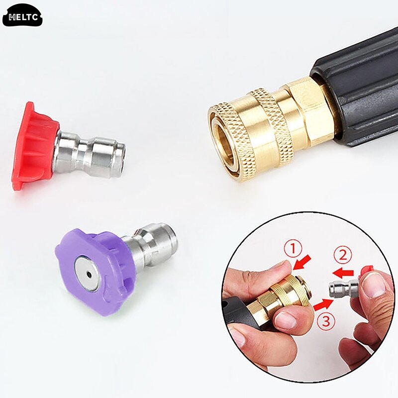 4PCS Cleaning Machine Accessories High Pressure Mix Color Quick Connector 1/4" Car Washing Metal Jet Lance Nozzle For Water Gun
