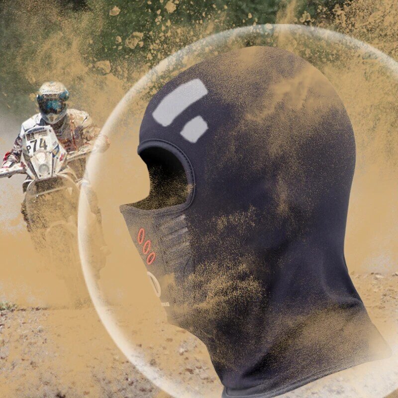 Máscara facial da motocicleta do velo quente, tampa facial completa windproof, chapéu respirável, capacete do pescoço, antipoeira, inverno, verão