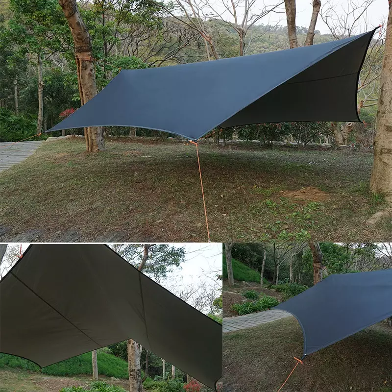 4, 5x4, 5m Lapisan Perak Terpal Tahan Air Luar Ruangan Berkemah Heksagonal Kupu-kupu Kanopi Turis Kerai Matahari Pantai Naungan Tenda Tenda