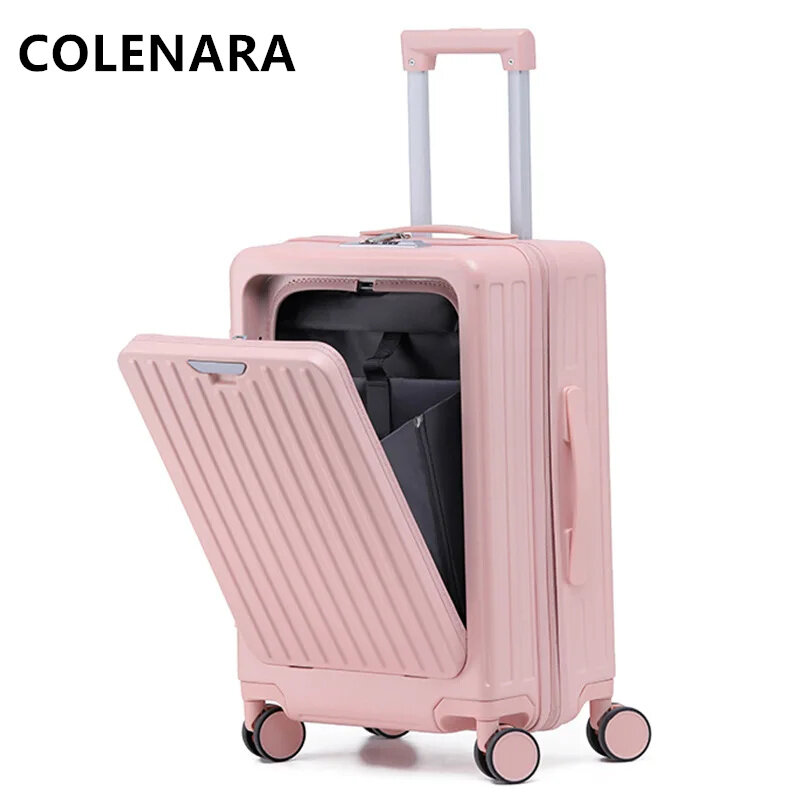 COLENARA-Laptop Rolling Suitcase para senhoras, Trolley Case, 26 Abertura frontal, Business Trolley, Boarding Box, Carregamento USB, Novo, 20"