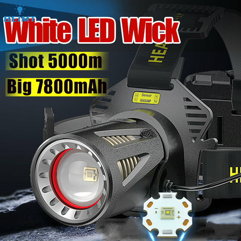 Xhp360-強力なヘッドランプ90000000lm,3つの照明モード,充電式,キャンプや釣りに最適,防水18650,新品