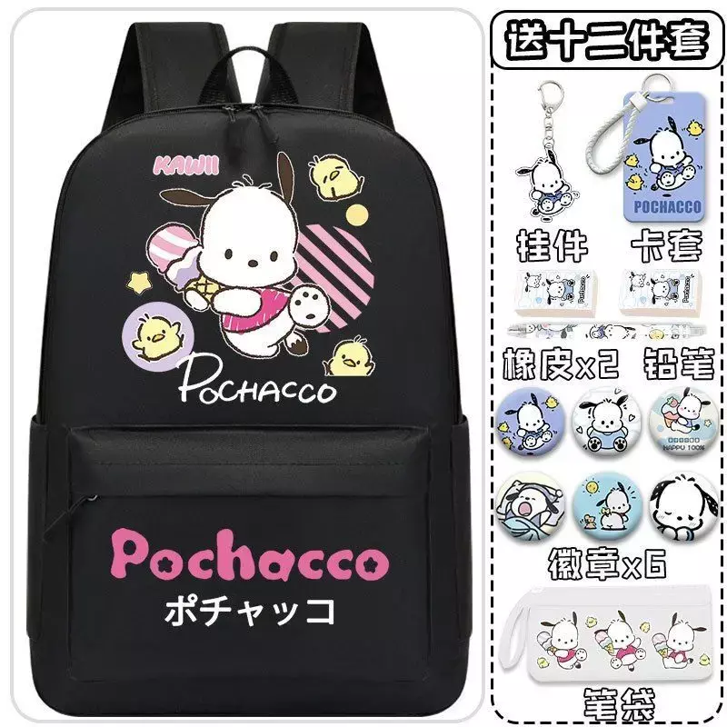 Sanrio tas sekolah lucu untuk anjing, tas ransel kapasitas besar Junior tahan lama pelindung tulang belakang ringan pelajar, tas sekolah lucu Pacha New