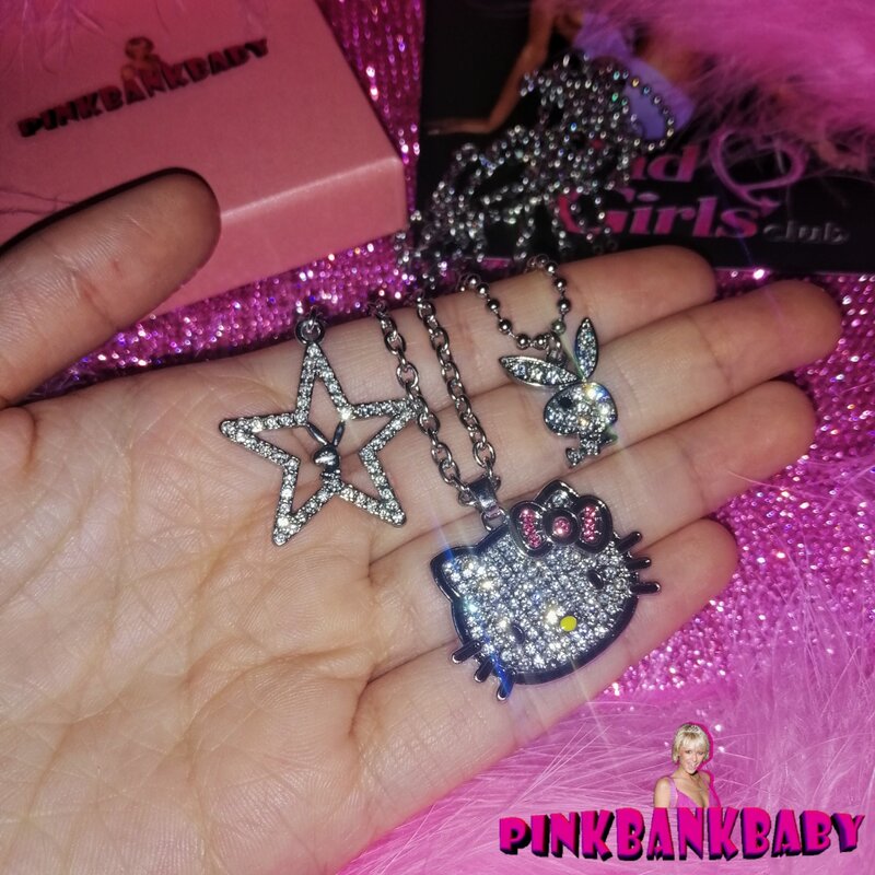 Y2k ожерелье с цепочкой Hello Kitty Sanrio с серебряными кристаллами из сплава женские очаровательные Стразы Готическая подвеска ювелирные изделия подарок на день Святого Валентина