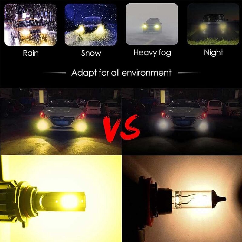 LED Nebels chein werfer Glühbirne gelb 3000k 55w Lumen Dob Chip extrem hell Ersatz wasserdicht