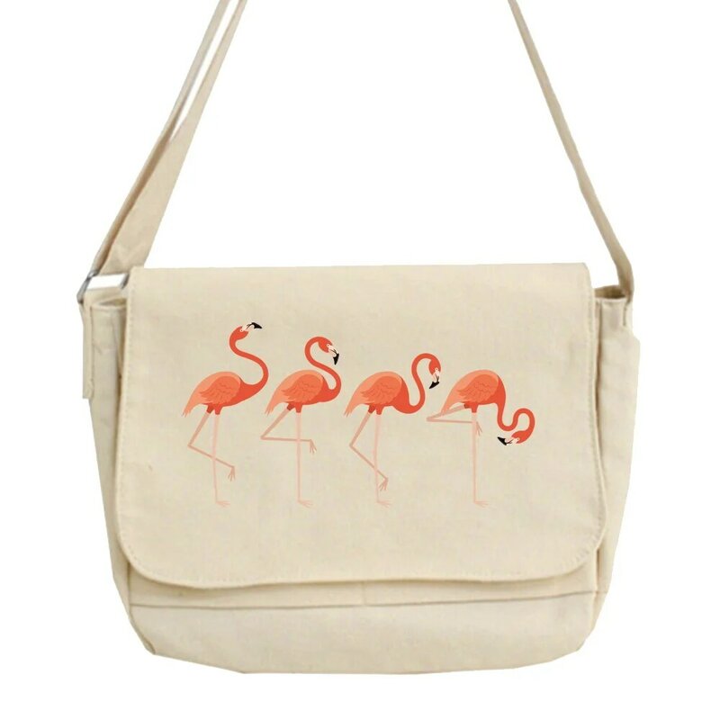Bolsa de mensajero multifunción para el trabajo, bolsa de mensajero versátil para mujer, estilo ocio, portátil, de un solo hombro, con patrón de flamenco