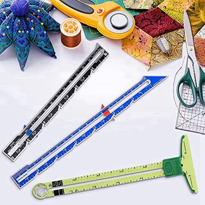 3 pezzi di misuratori di scorrimento che misurano i manometri per cucire per principianti, maglieria, artigianato, forniture per cucire