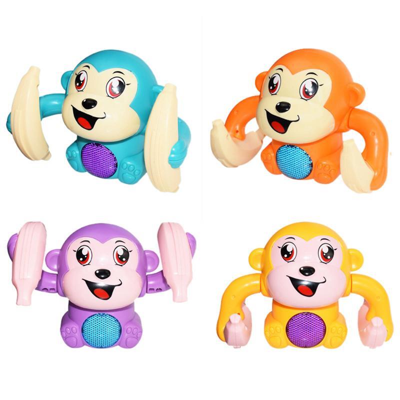 Baby Toy Electric Flipping Monkey Light Music Children Animal Model Toy Voice Control Induction Cartoon Rolling Banana