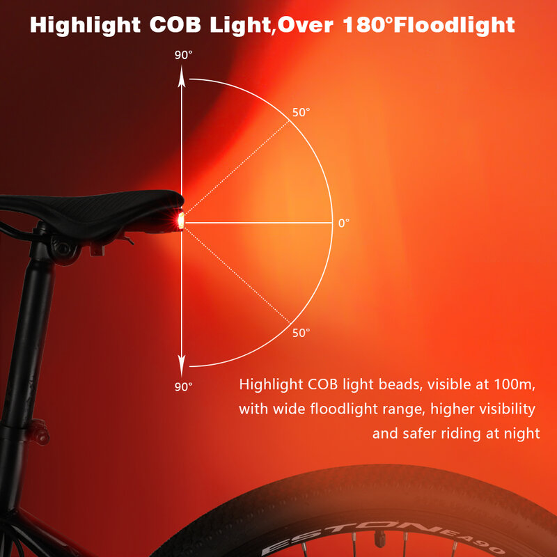 Awapow Bicycle Light Anti Theft Alarm Wireless Waterproof Auto Brake Sensing Remote Control USB Bike Taillight Horn Lamp Alarm