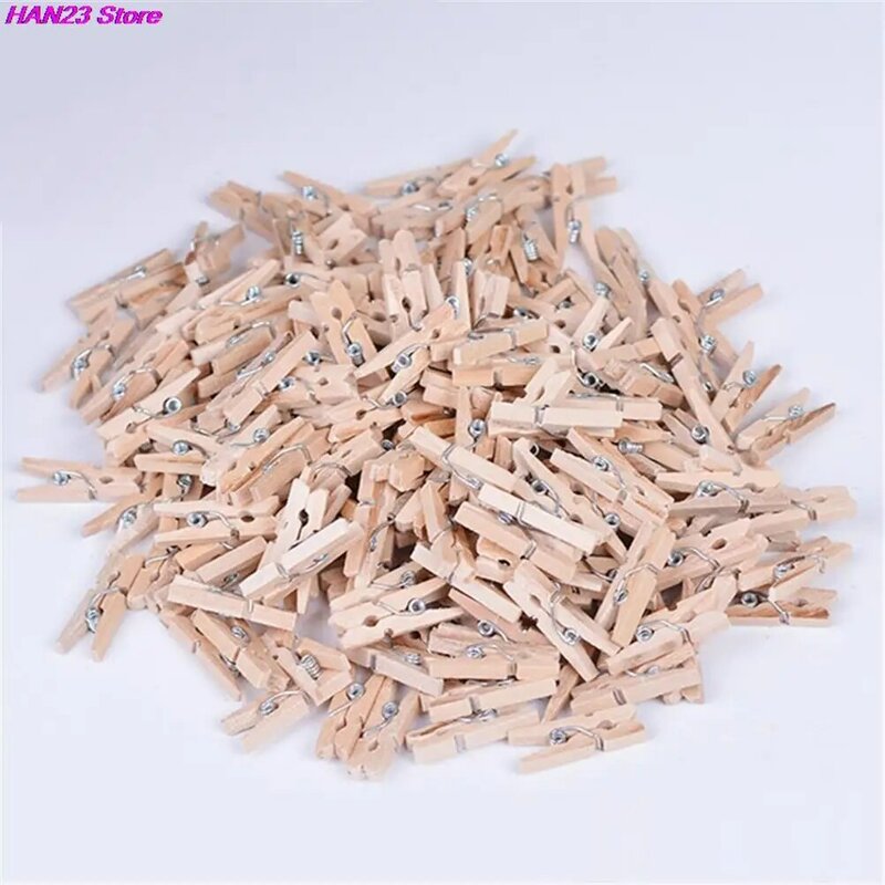 50 PCS Very Small Mine Size 25mm Mini Natural Wooden Clips For Photo Clips Clothespin Craft Decoration Clips Pegs