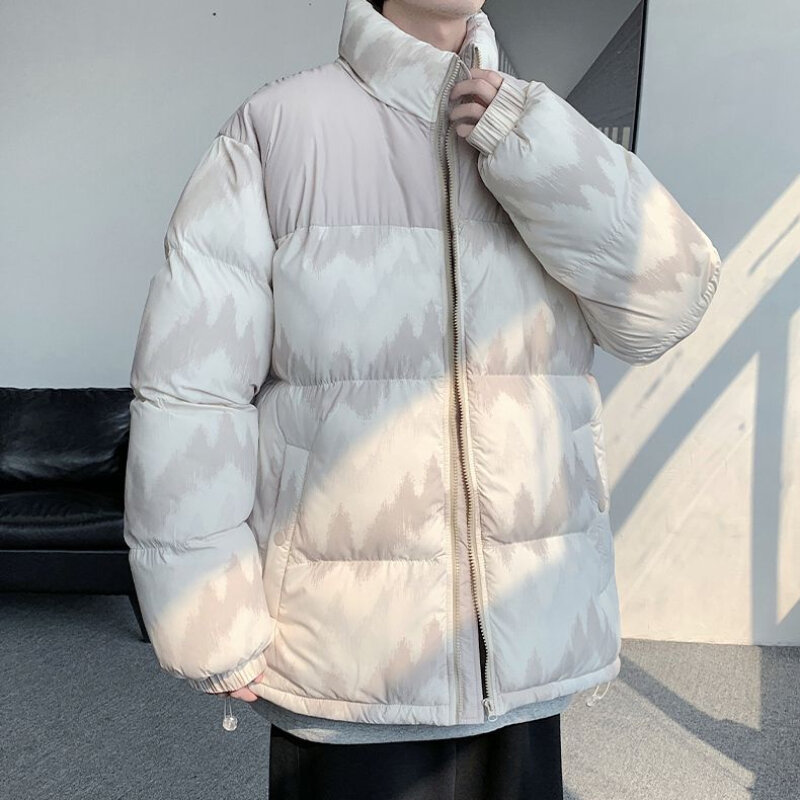 Cappotto imbottito in cotone di alta qualità da uomo inverno maschile spesso caldo moda colletto alla coreana capispalla capispalla stampato alla moda sciolto di grandi dimensioni