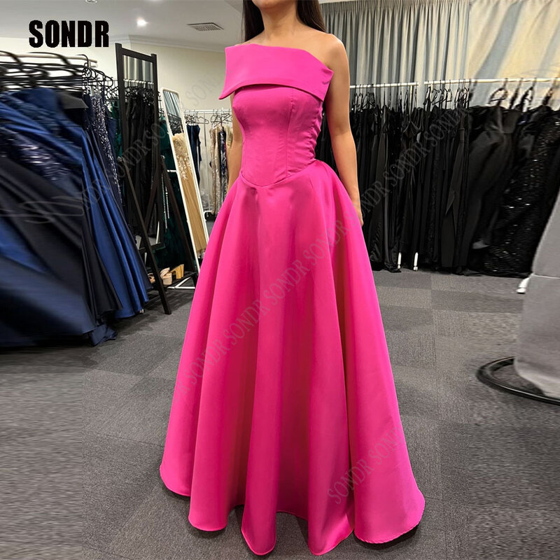 SONDR 2 TOP Hot Pink abiti da sera lunghi senza spalline una linea senza maniche abiti da ballo Robe De Marieer abito da ballo formale 2024