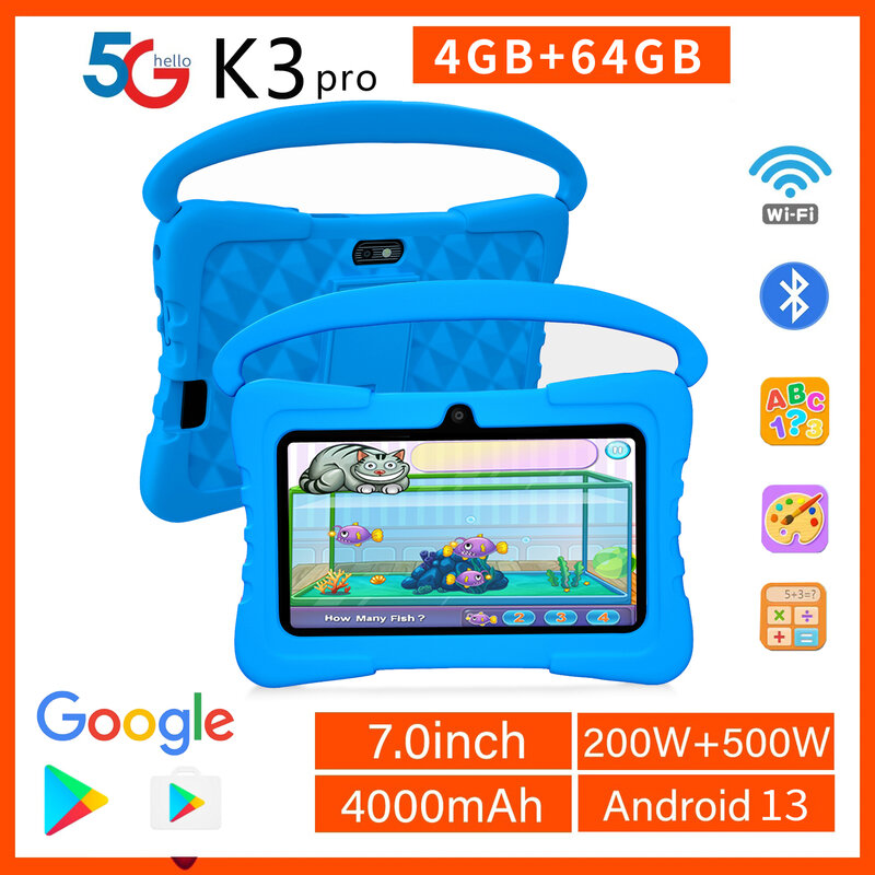 2024 neue 7-Zoll-Tablet 5g WiFi-Version 4GB RAM 64GB ROM Kinder lernen Bildung Dual-Kameras Google Android13 Tablets
