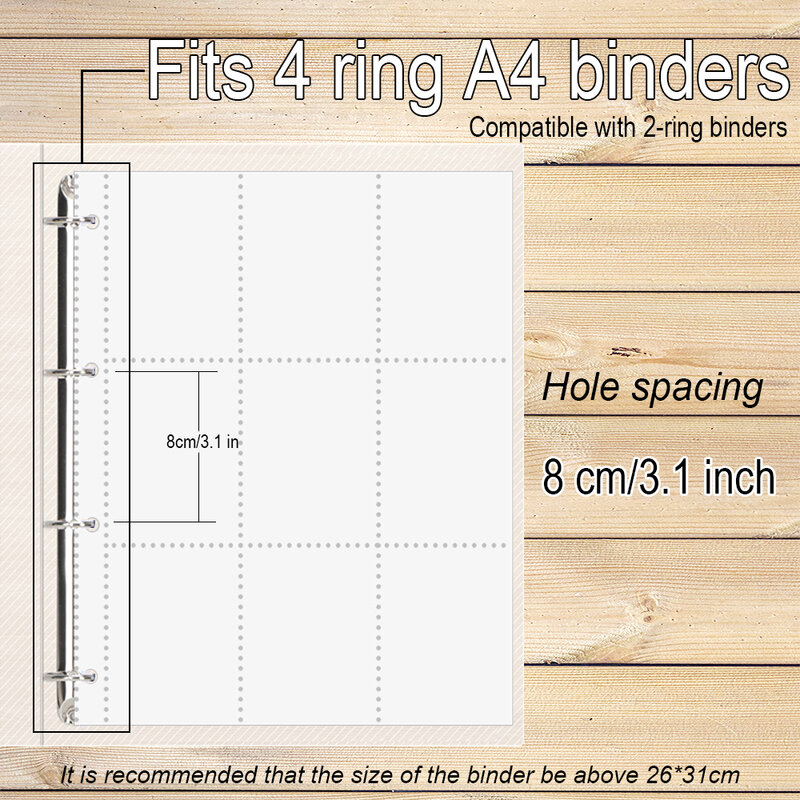 A4 4หลุม10/30/50 Pack Binder Refill Sleeves 4R 6นิ้วโปสการ์ด Photo Album หน้าผู้ถือการ์ด10X15สำหรับ4แหวนโน๊ตบุ๊ค