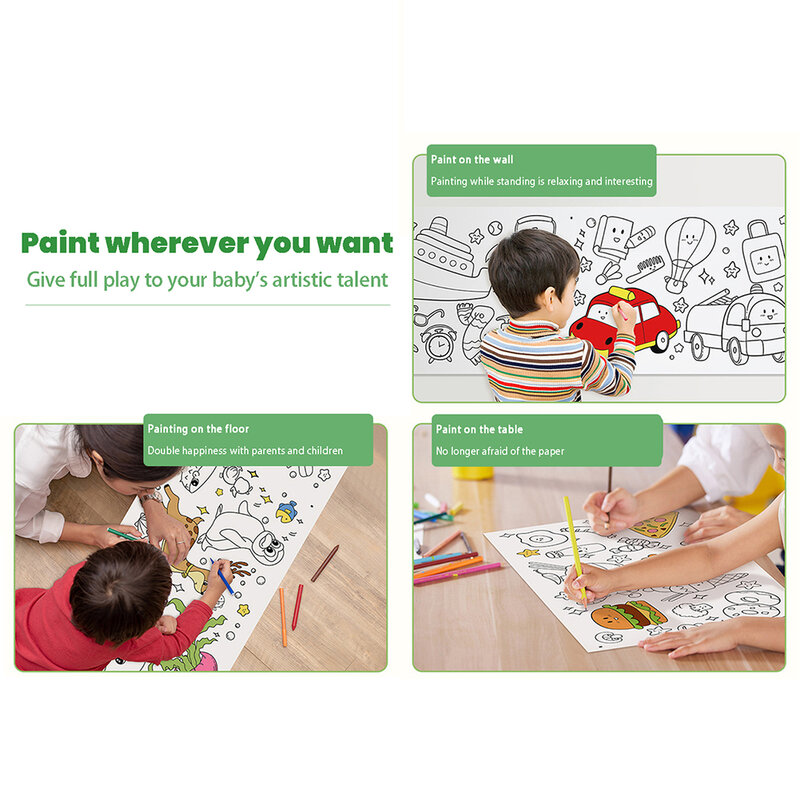 Wall-Sticking duży obraz papier długa rolka bezpieczny kolor papier wypełniający zabawka dla chłopca dziewczyna prezent