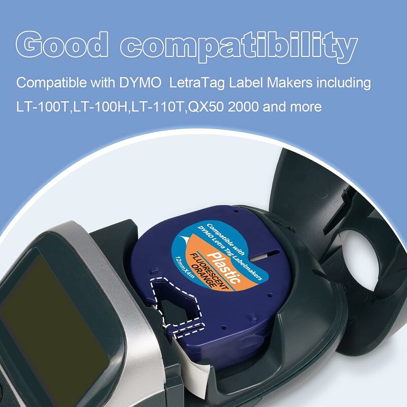 1 buah 91201 12267 untuk Dymo Letratag 91200 91202 12mm pita Label LT kompatibel untuk Dymo Letratag LT-100H LT-100T Plus pembuat Label