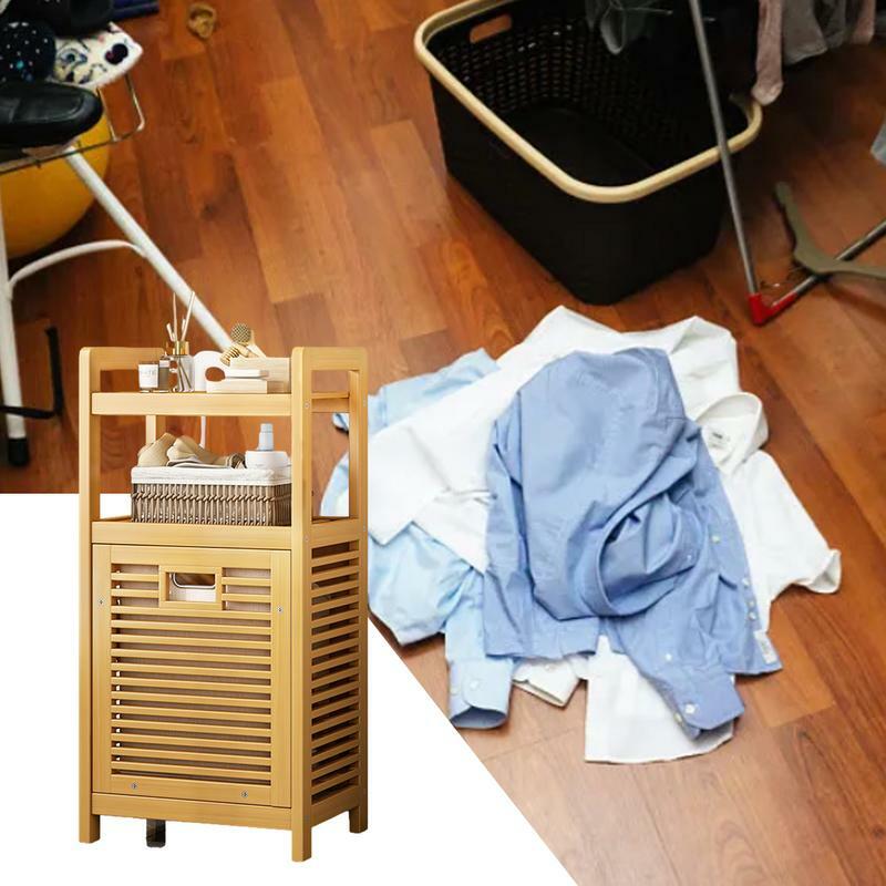 Laundry Hamper with Shelf Dirty Clothes Hamper with Mulple Layers Large Capacity Bathroom Organization Rack for Sweaters Jeans