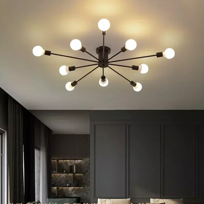 Lámparas de techo LED modernas, lámpara Sputnik, accesorios de iluminación de hierro semiincrustados para dormitorio, sala de estar, decoración del hogar