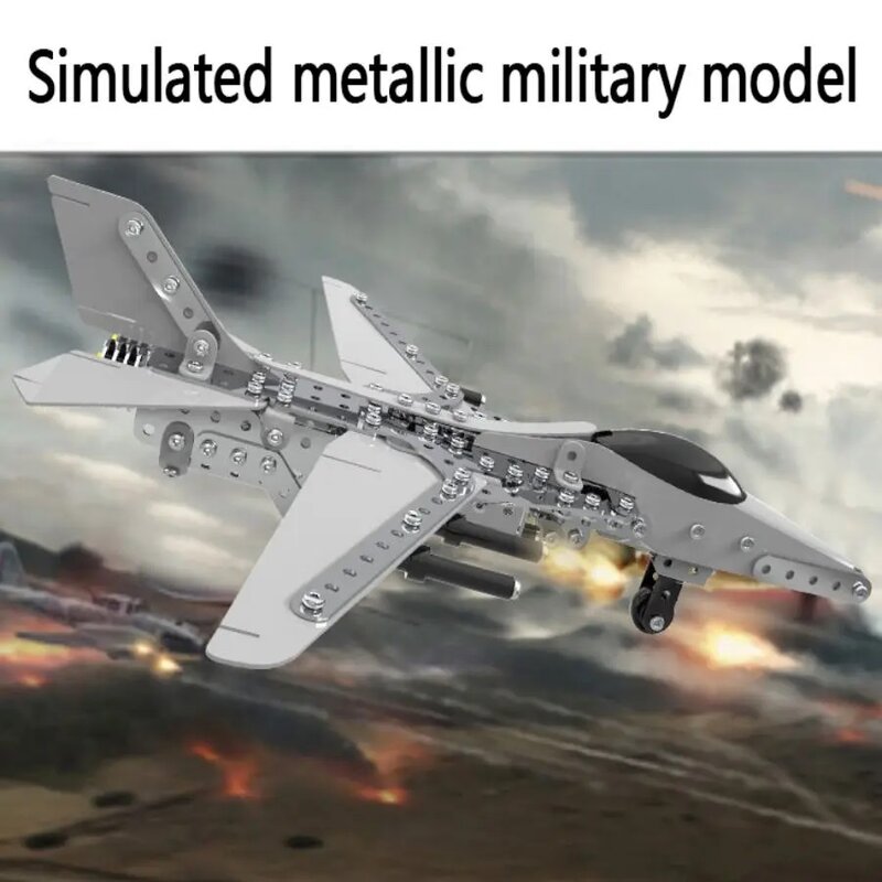 Metalowe klocki do budowania modele myśliwców wkręcane metalowe klocki Puzzle zabawki modele wojskowe wysyłania pasujących narzędzi