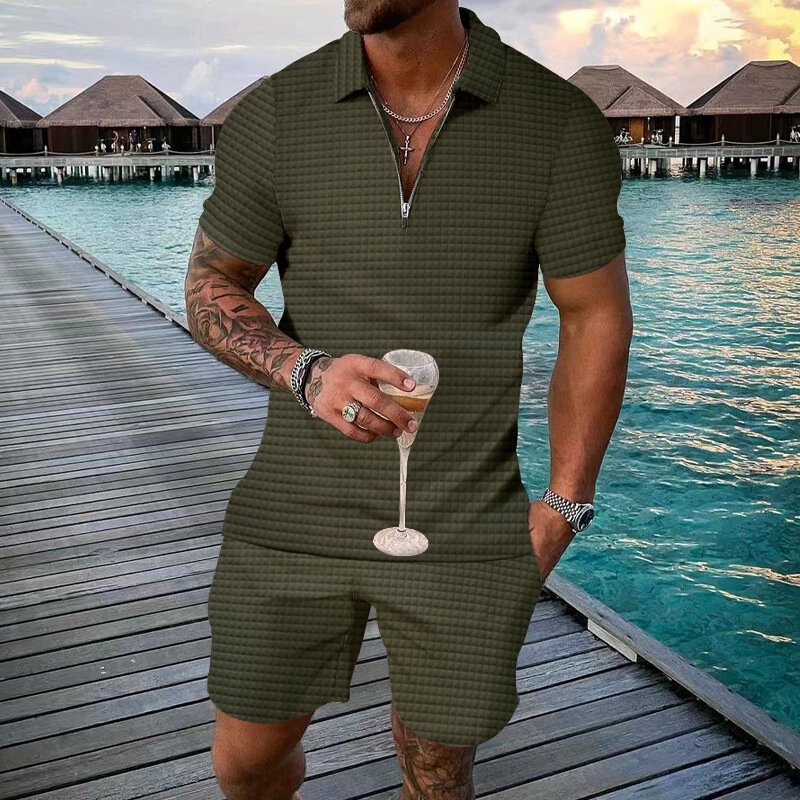 男性用半袖ショーツ,上質な夏服,カジュアル,ルーズ,ジッパー付き,ヨーロッパとアメリカのスタイル,2023