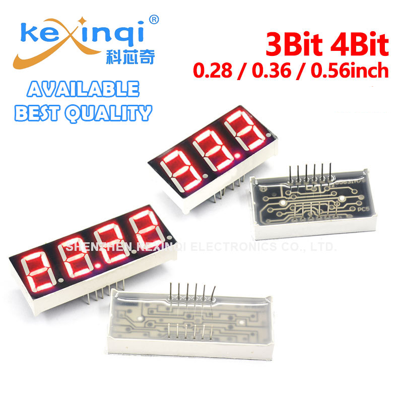 10 قطعة الأحمر LED أرقام عرض 0.28 بوصة 0.36 بوصة 0.56 بوصة 3bit 4Bit الكاثود الأنود 8 الشكل عرض الضوء