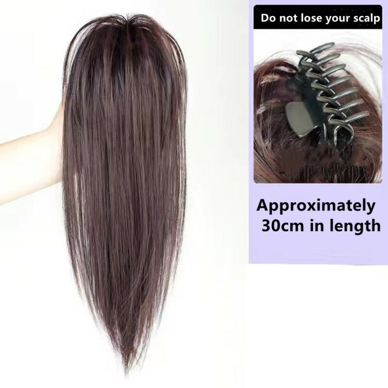 Bundles de cheveux raides synthétiques pour femmes, bande de cheveux de flexibilité de chignon, chouchou élastique, faux morceaux de cheveux, épingles à cheveux à la mode, 30cm