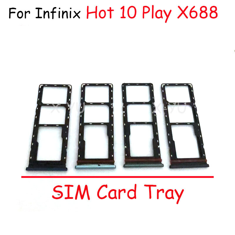 Soporte de lector de bandeja de tarjeta Sim, adaptador de ranura SD para Infinix Hot 10 Play X688 X688C X688B, 10 piezas