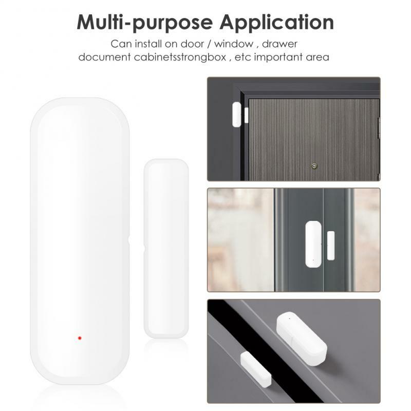 Autess Tuya Sensor pintu pintar WiFi, pintu rumah pintar detektor terbuka/tertutup Sensor jendela bekerja dengan Google Home Alexa